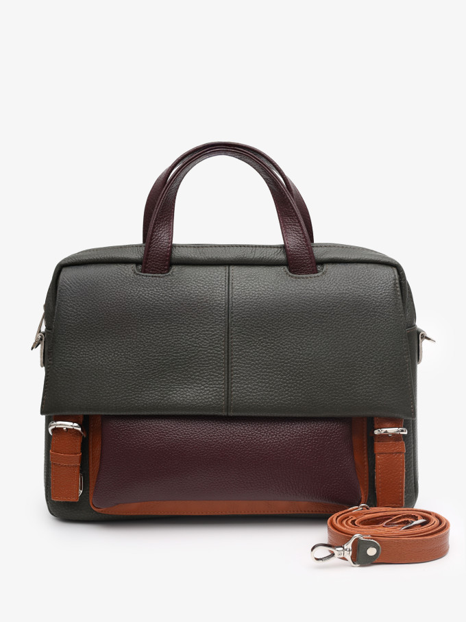 Портфель Protege, Ц-206.1 хаки/бордовый/охра Портфель Protege, Ц-206.1 хаки/бордовый/охра