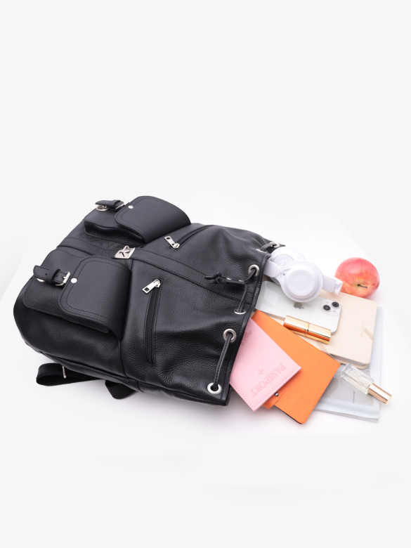 Кожаный рюкзак RHino 16-02 чёрный