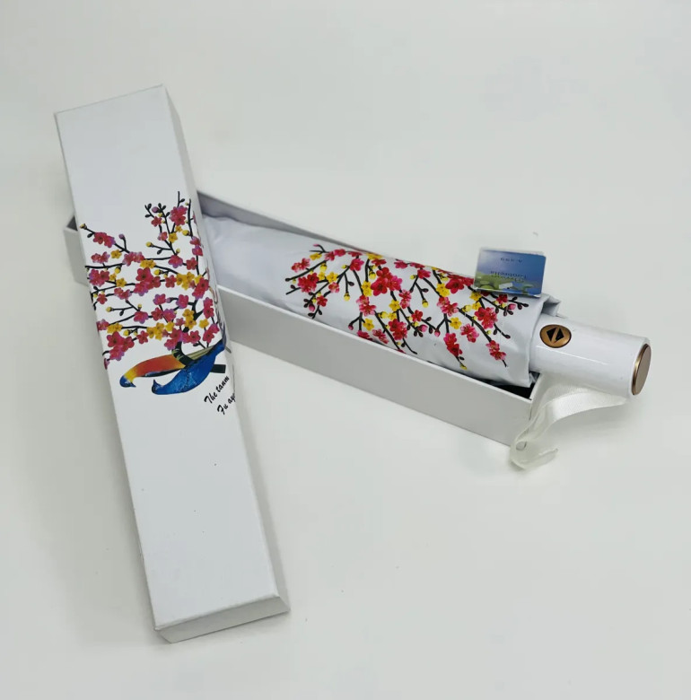 Зонт женский Arman Umbrella 555, полный автомат, чёрно-белый, двухсторонний