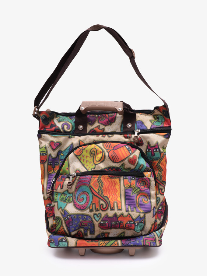 Сумка-трансформер дорожная хозяйственная на 2 колёсах TsV 526,22  кошки/капучино