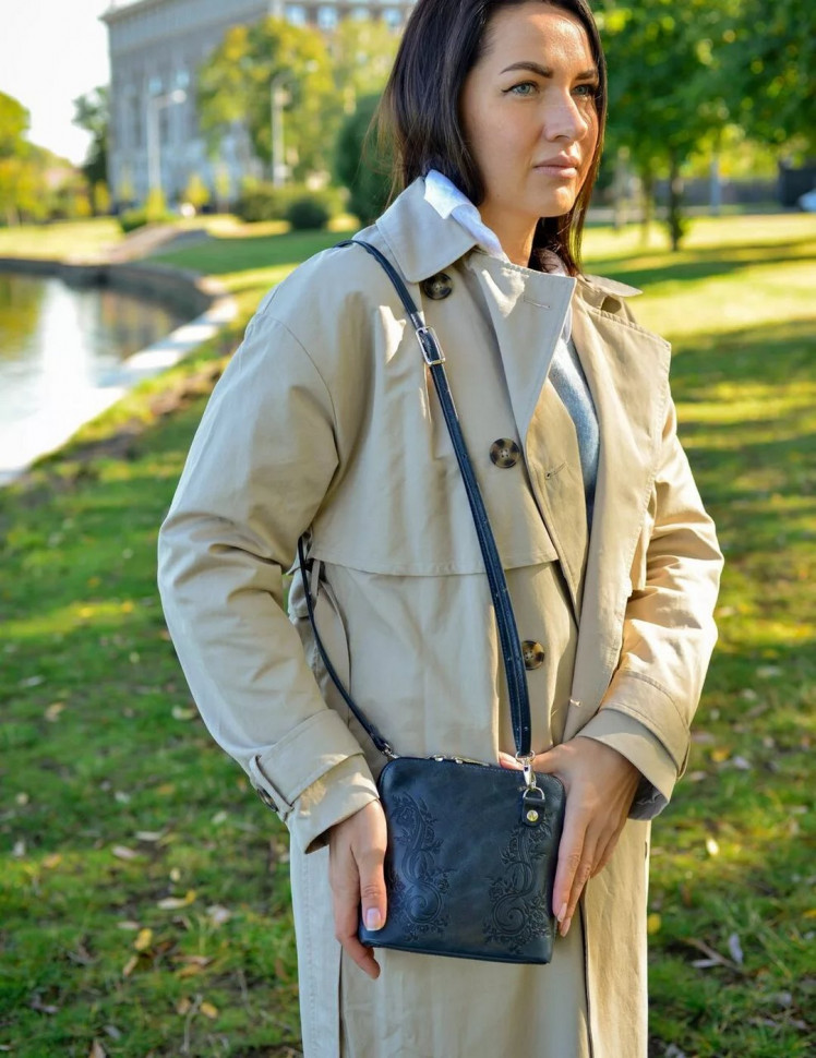 Женская кожаная сумка Natalia Kalinovskaya С83п "Уна" синяя