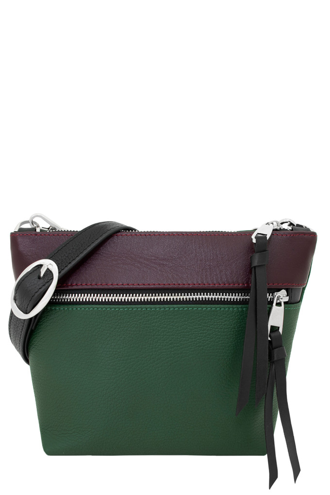 Сумка женская Protege, Ц-446 зелёная/бордо/черная флотер+гладкая