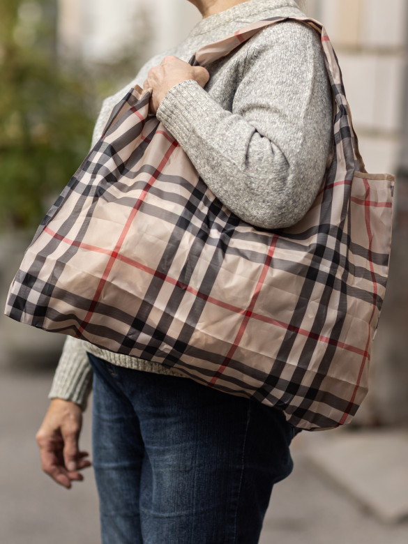 Сумка-трансформер Ж01-0224 клетка бежевая