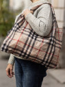 Сумка-трансформер Ж01-0224 клетка бежевая