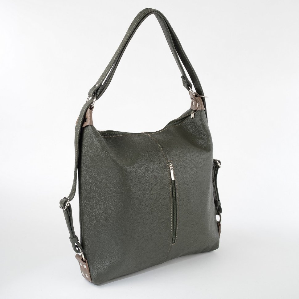 Сумка-рюкзак Sumkov 284 зелёная/бежевая