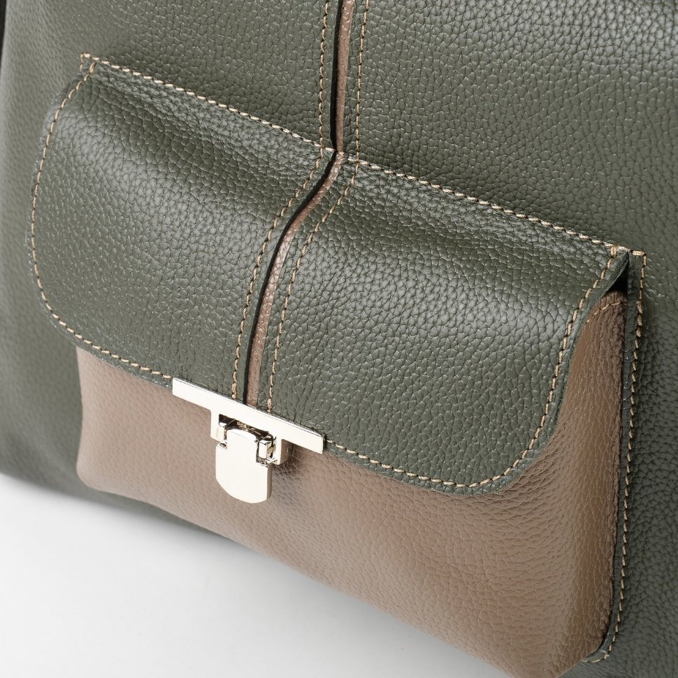 Сумка-рюкзак Sumkov 284 зелёная/бежевая