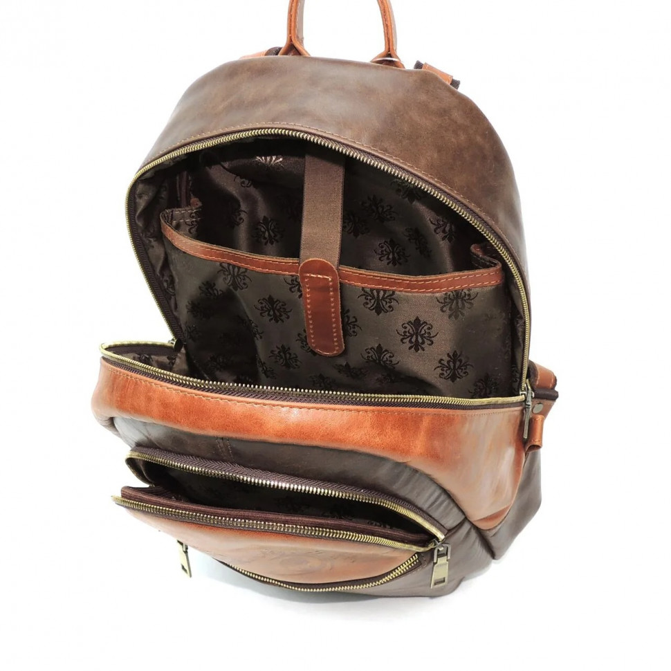 Рюкзак женский Natalia Kalinovskaya Р-43.602-1 «Леона» коричневый/рыжий гладкий