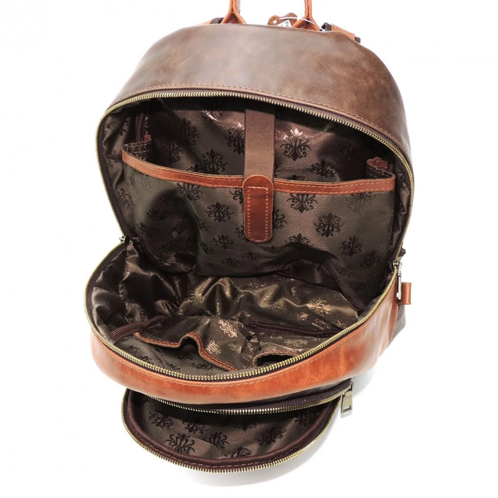 Рюкзак женский Natalia Kalinovskaya Р-43.602-1 «Леона» коричневый/рыжий гладкий