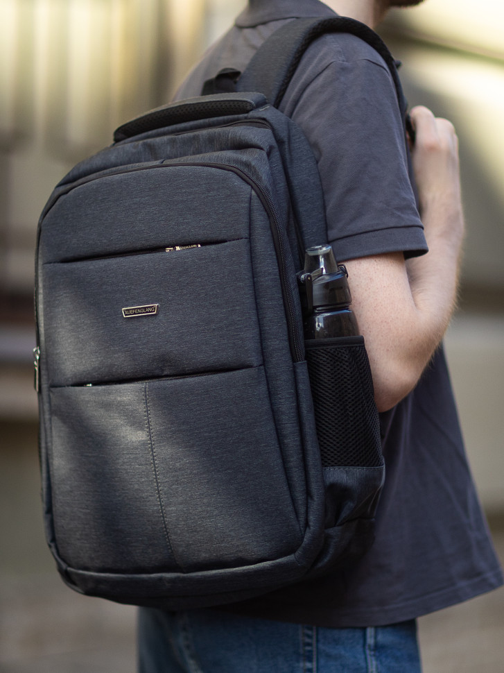 Рюкзак с ортопедической спинкой 2268 чёрный, с нагрудным ремнём 