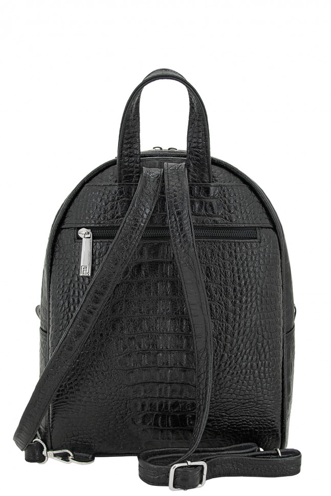 Кожаный рюкзак Protege, 348-181 "Техно" черный+красный рептилия кайман