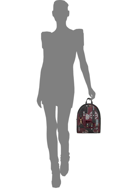 Кожаный рюкзак Protege, 348-181 "Техно" чёрный+бордо флотер Кожаный рюкзак Protege, 348-181 "Техно" чёрный+бордо флотер