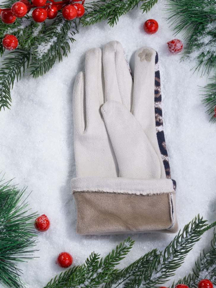 Перчатки женские Victory Леопард св.бежевые