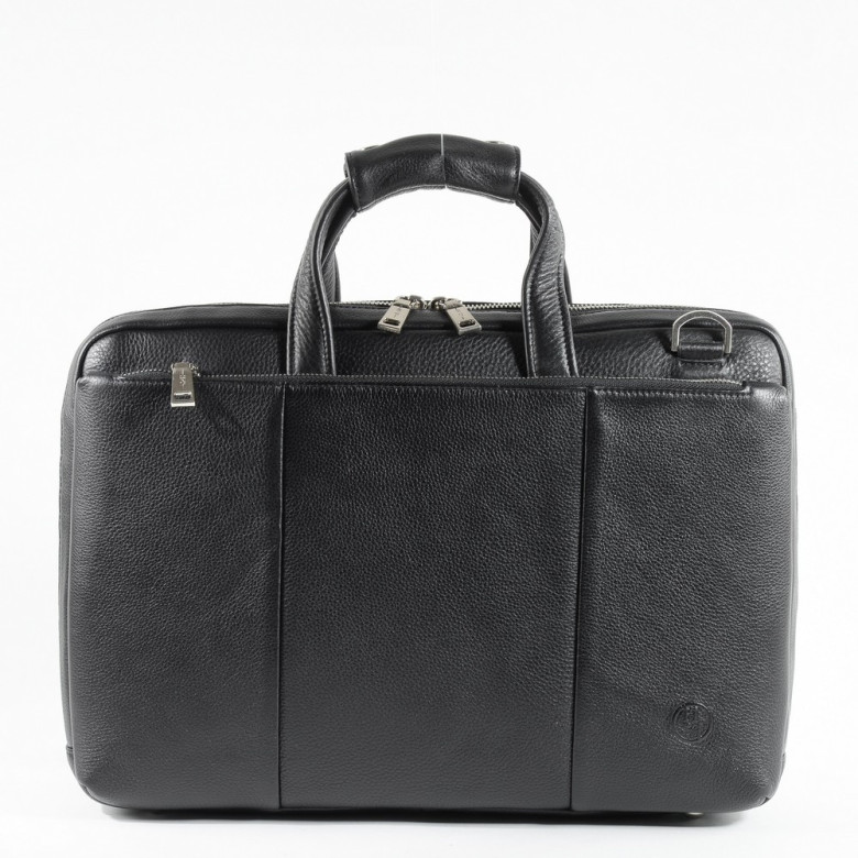 Мужской портфель из натуральной кожи Hight Touch 1439A чёрный Мужской портфель из натуральной кожи Hight Touch 1439A чёрный