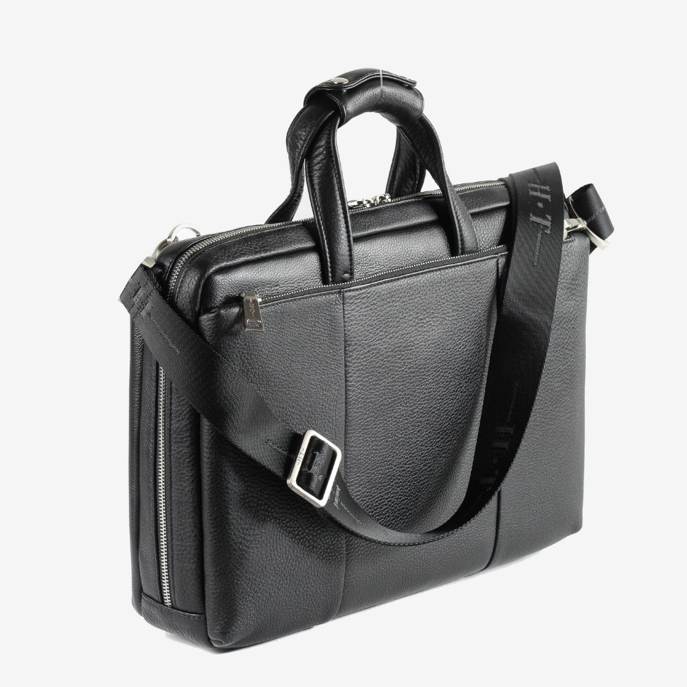Мужской портфель из натуральной кожи Hight Touch 1439A чёрный
