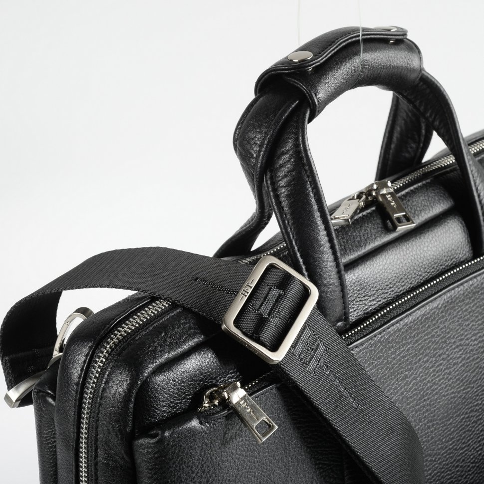 Мужской портфель из натуральной кожи Hight Touch 1439A чёрный