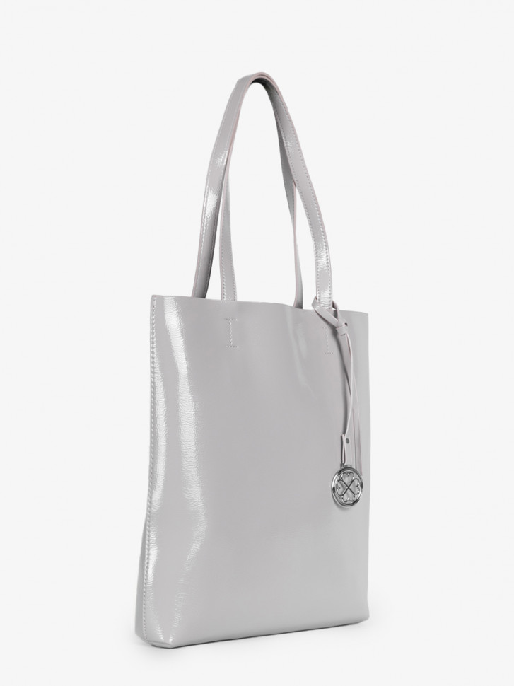 Сумка женская Baggins KDL-1300 лак светло-серая