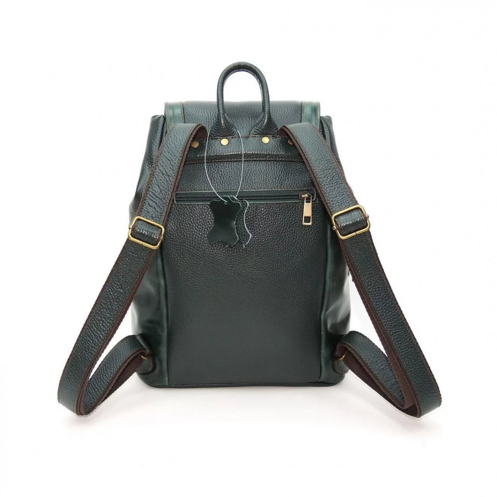 Рюкзак кожаный зелёный Natalia Kalinovskaya «Жанна»