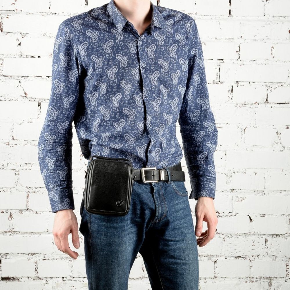 Сумка мужская из натуральной кожи HT 407-21 чёрная