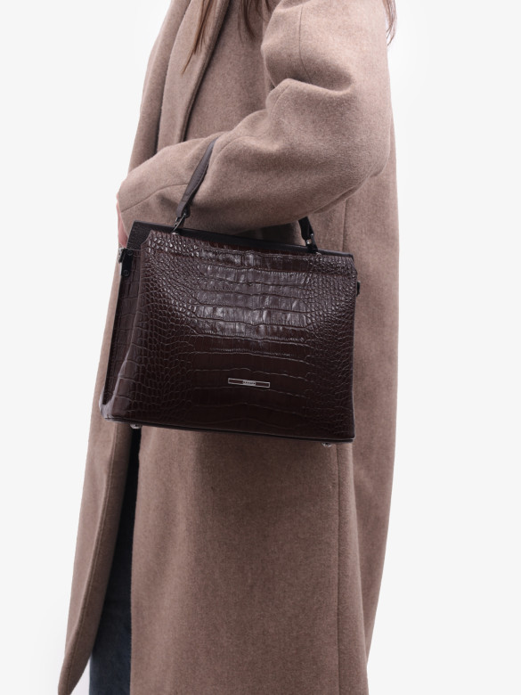 Сумка женская Karya 2427 тёмно-коричневый крокодил Сумка женская Karya 2427 тёмно-коричневый крокодил
