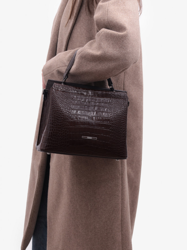 Сумка женская Karya 2427 тёмно-коричневый крокодил