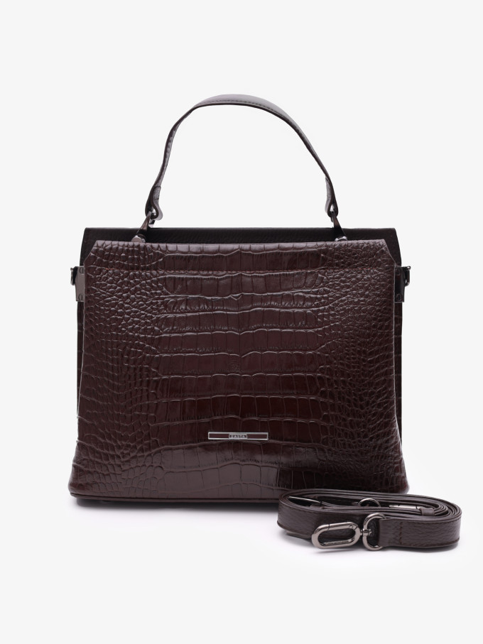 Сумка женская Karya 2427 тёмно-коричневый крокодил
