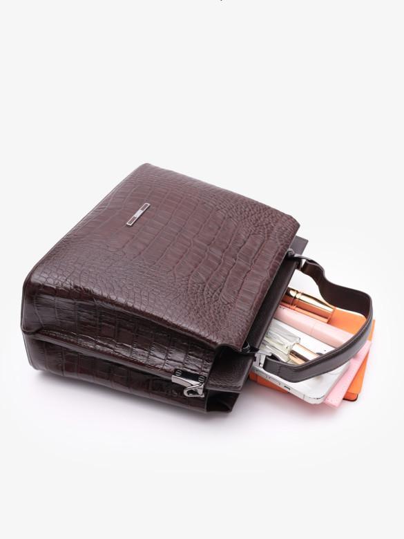 Сумка женская Karya 2427 тёмно-коричневый крокодил Сумка женская Karya 2427 тёмно-коричневый крокодил