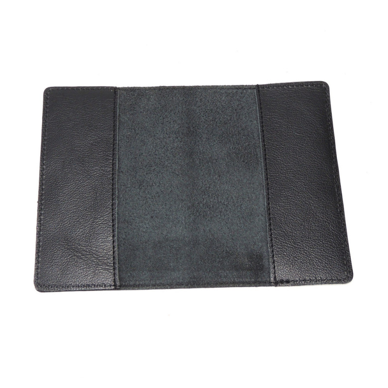 Обложка для паспорта черная кожаная ОП-71 Птица