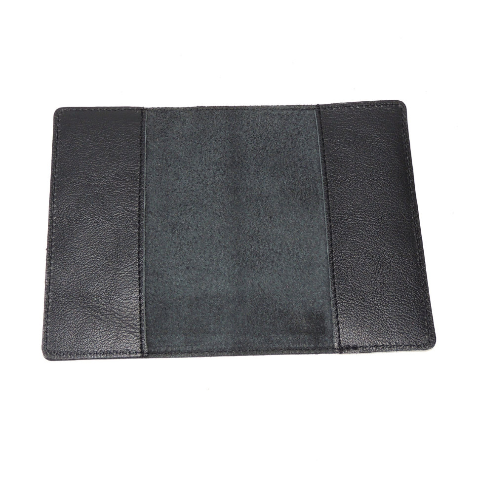 Обложка для паспорта черная кожаная ОП-71 Птица