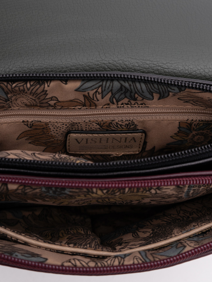  Сумка женская Vishnia 0006 green/wine