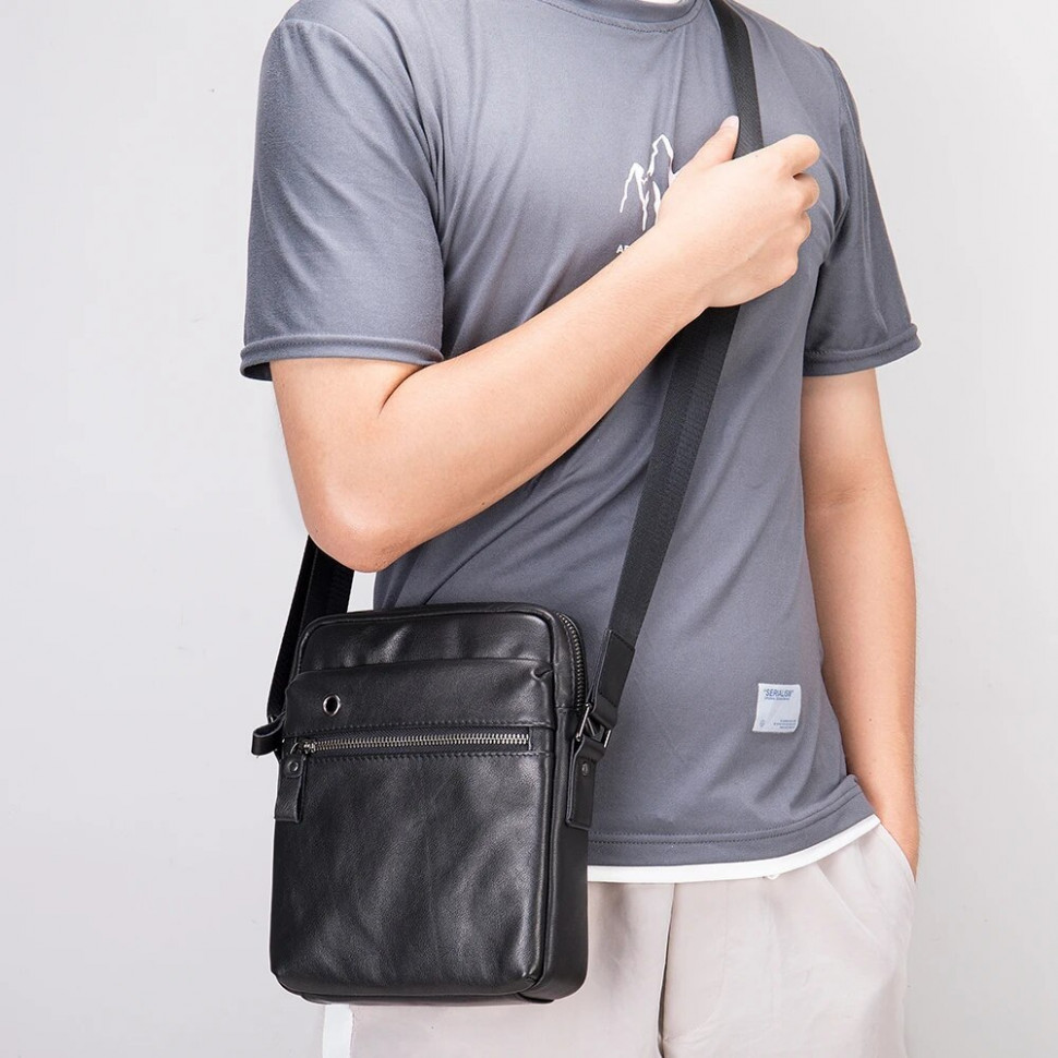 Мужская сумка через плечо 8717 чёрная Мужская сумка через плечо 8717 чёрная