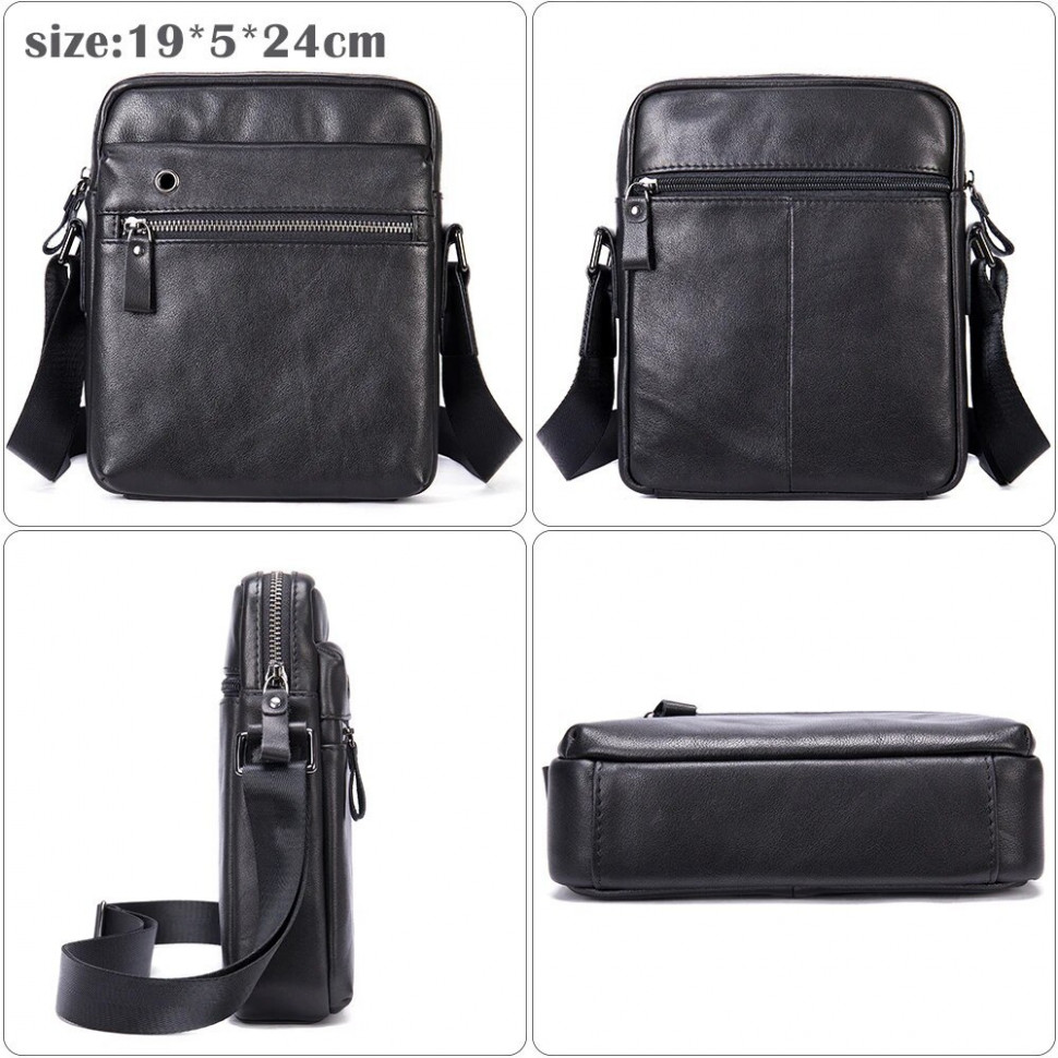 Мужская сумка через плечо 8717 чёрная Мужская сумка через плечо 8717 чёрная