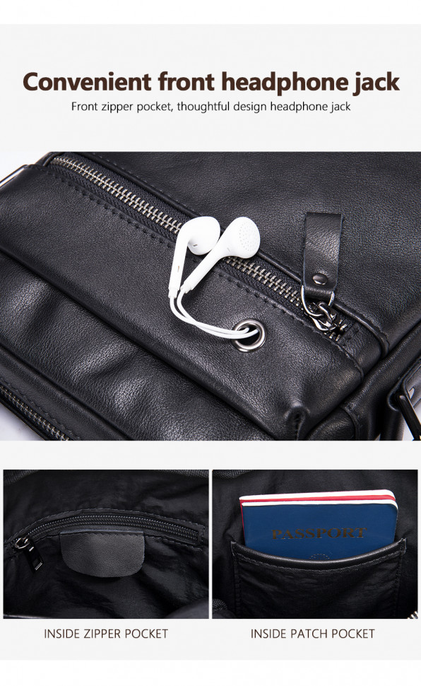 Мужская сумка через плечо 8717 чёрная Мужская сумка через плечо 8717 чёрная