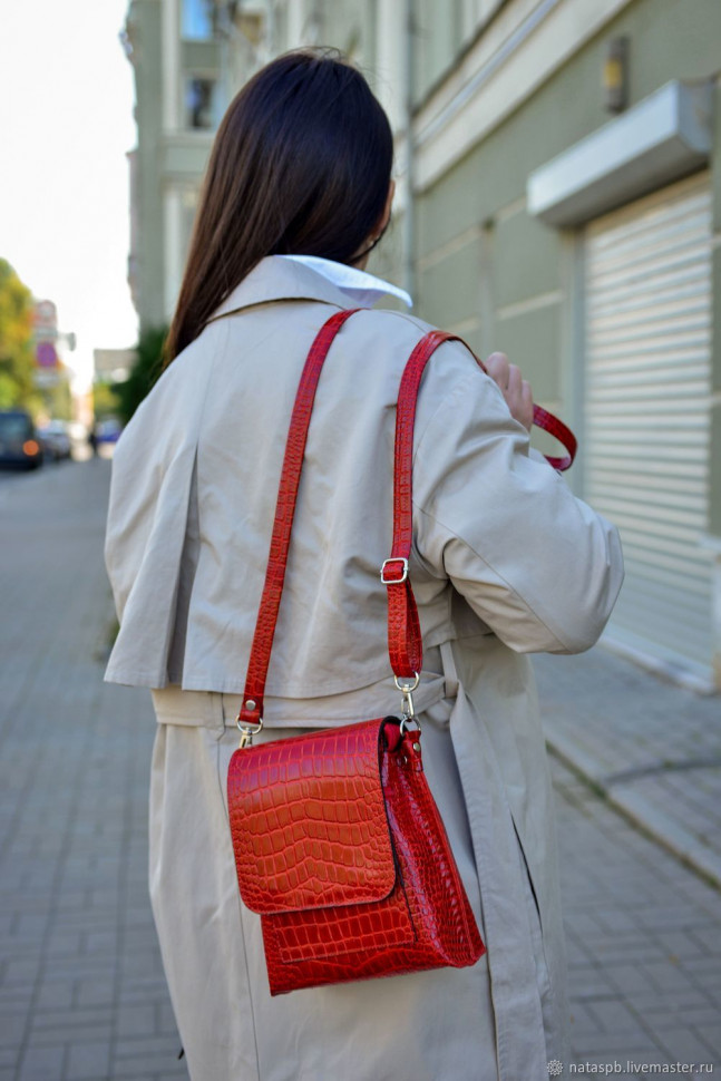 Женская кожаная сумка Natalia Kalinovskaya С 86р.991 красный крокодил