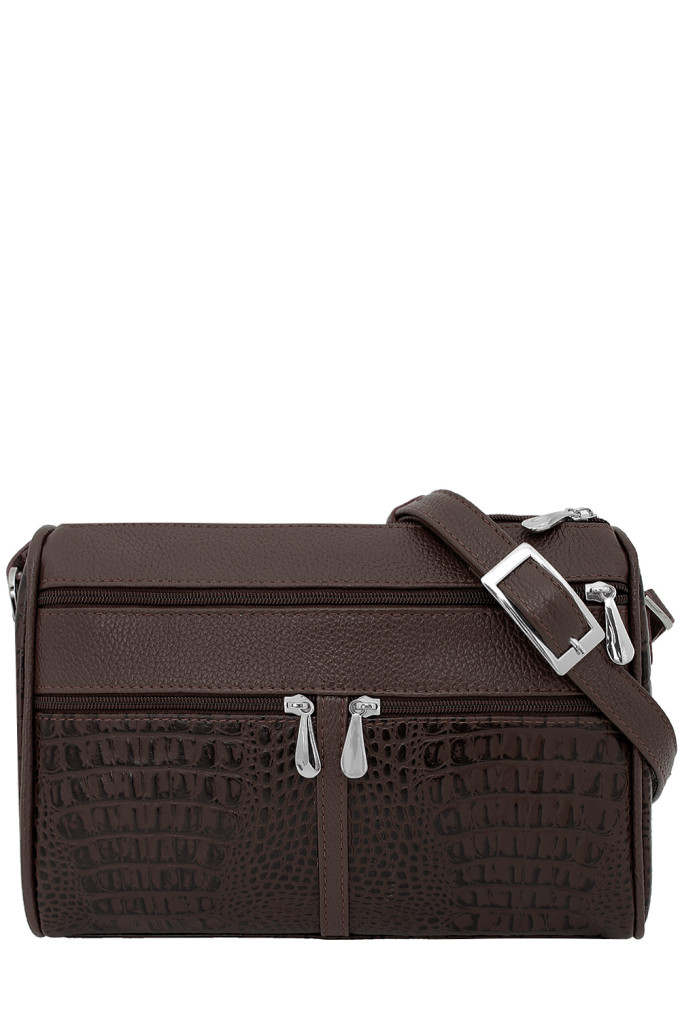 Сумка Protege Ц-312 тёмно-коричневая рептилия кайман+флотер 