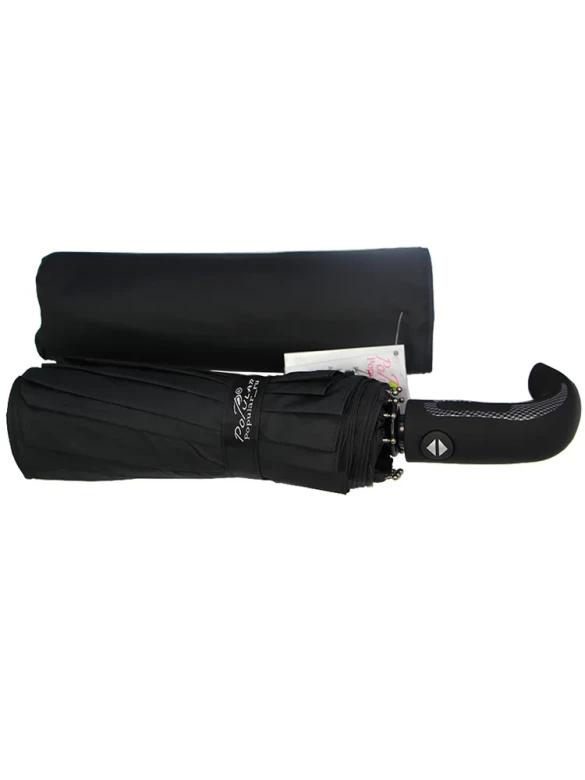 Зонт мужской Popular 2600-MN 12 спиц чёрный, полный автомат, ручка крюк пластик Зонт мужской Popular 2600-MN 12 спиц чёрный, полный автомат, ручка крюк пластик