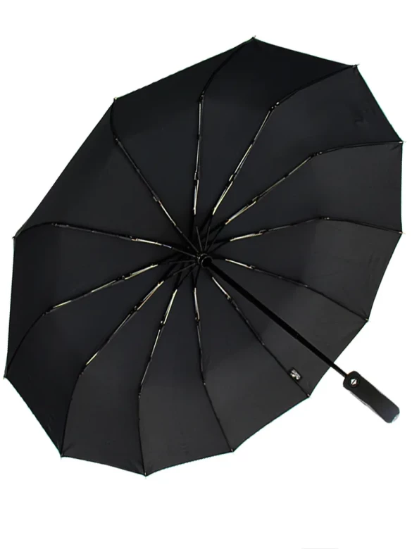 Зонт мужской Popular 2600-MN 12 спиц чёрный, полный автомат, ручка крюк пластик Зонт мужской Popular 2600-MN 12 спиц чёрный, полный автомат, ручка крюк пластик