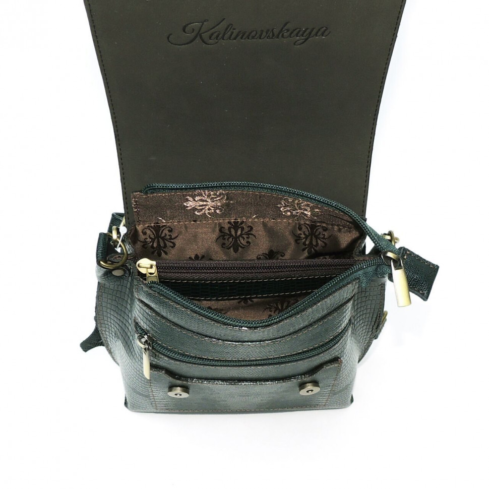 Женская кожаная сумка Natalia Kalinovskaya С86р-932 зелёная рептилия