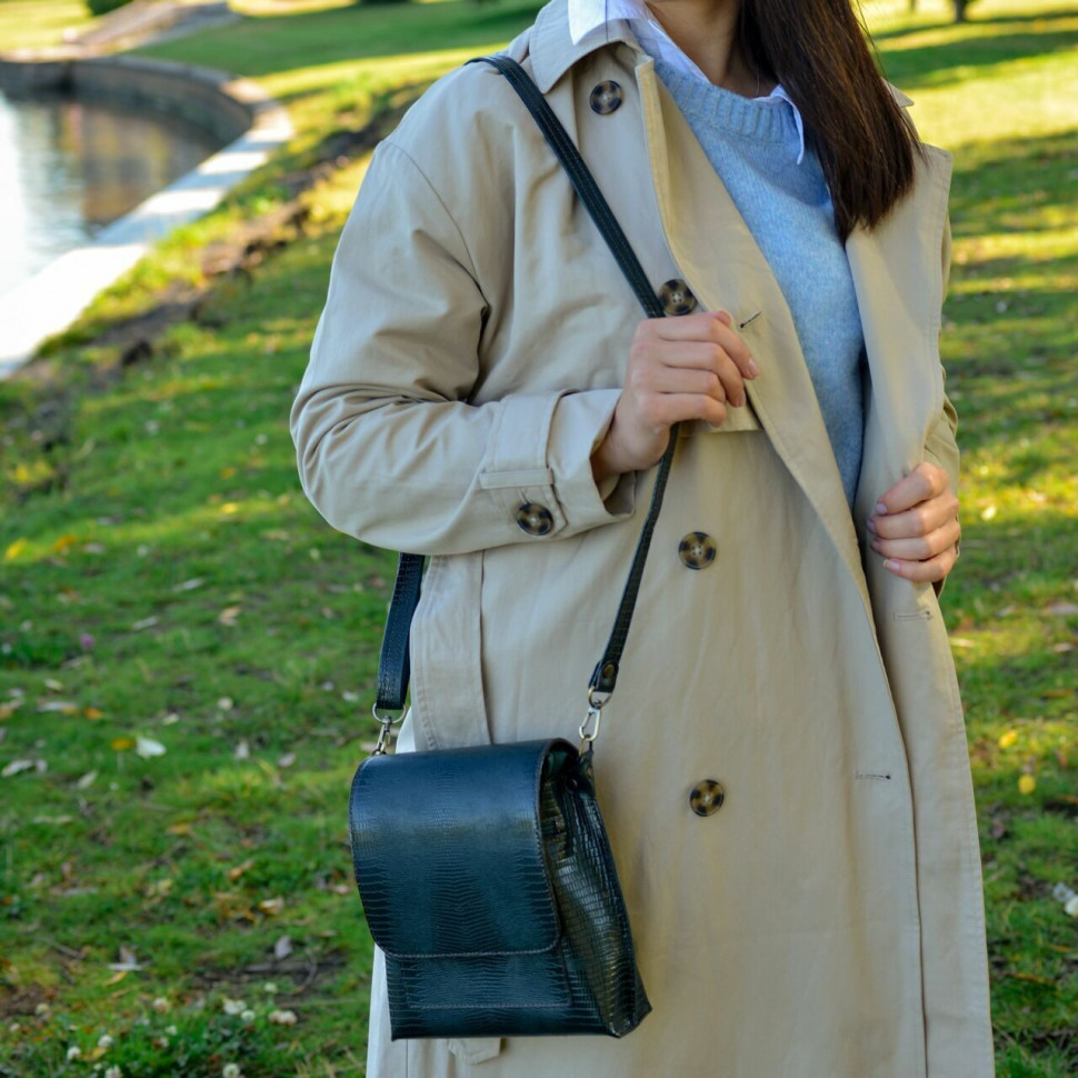 Женская кожаная сумка Natalia Kalinovskaya С86р-932 зелёная рептилия