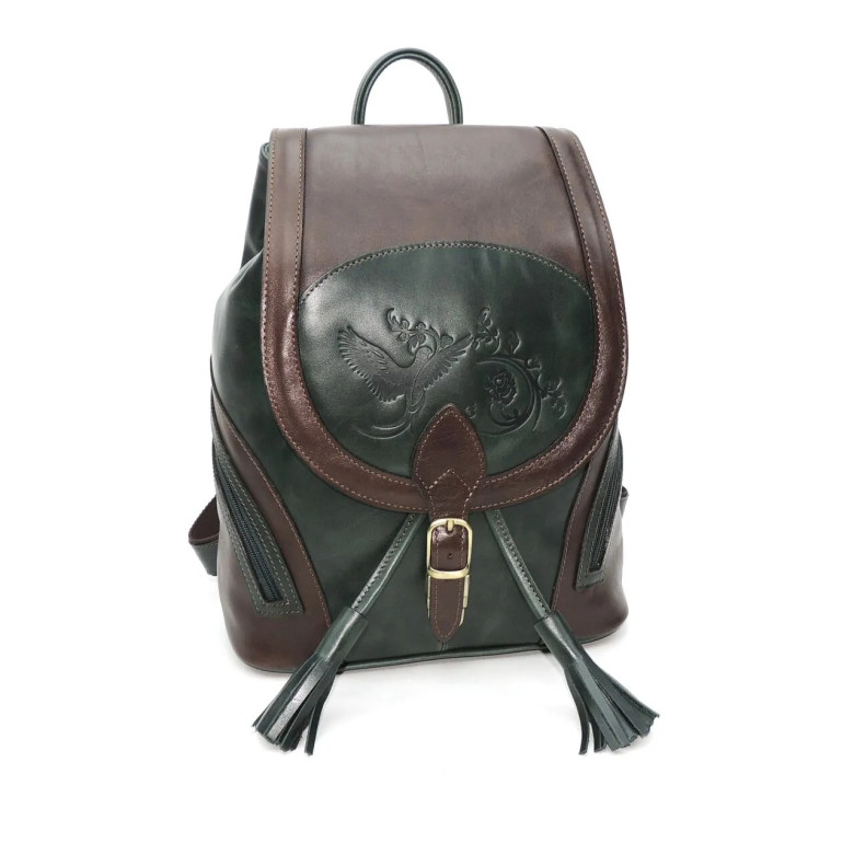 Рюкзак женский Natalia Kalinovskaya, "Стасия" зеленый/коричневый 
