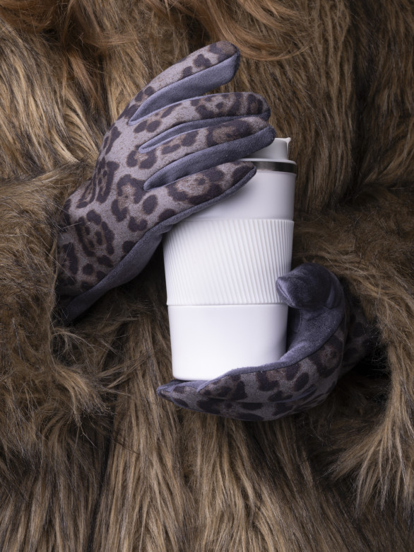 Перчатки женские Victory Леопард серые