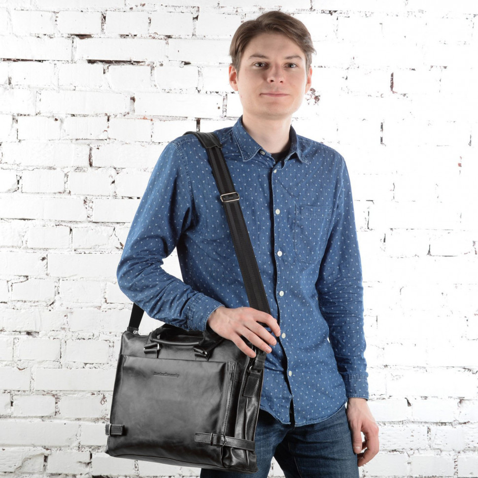 Портфель мужской кожа Maxsimo Tarnavsky 1015 чёрный флотер