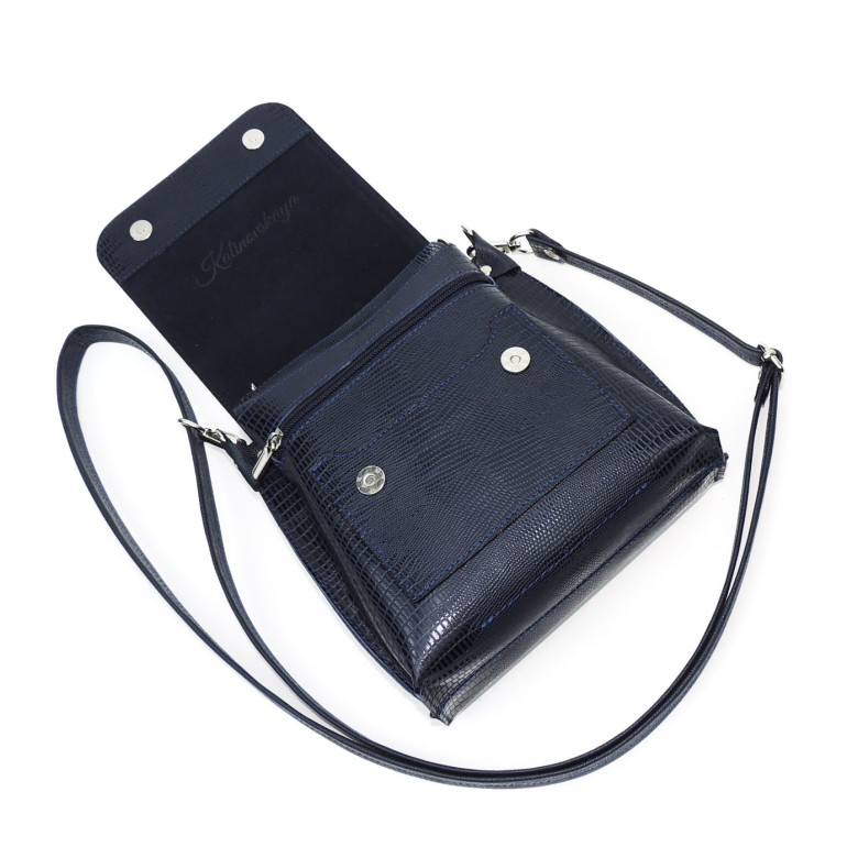 Женская кожаная сумка Natalia Kalinovskaya С86р чёрная рептилия