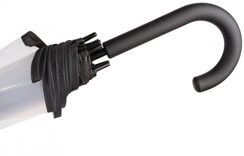 Зонт-трость прозрачный Raindrops 42800, чёрный кант, полуавтомат