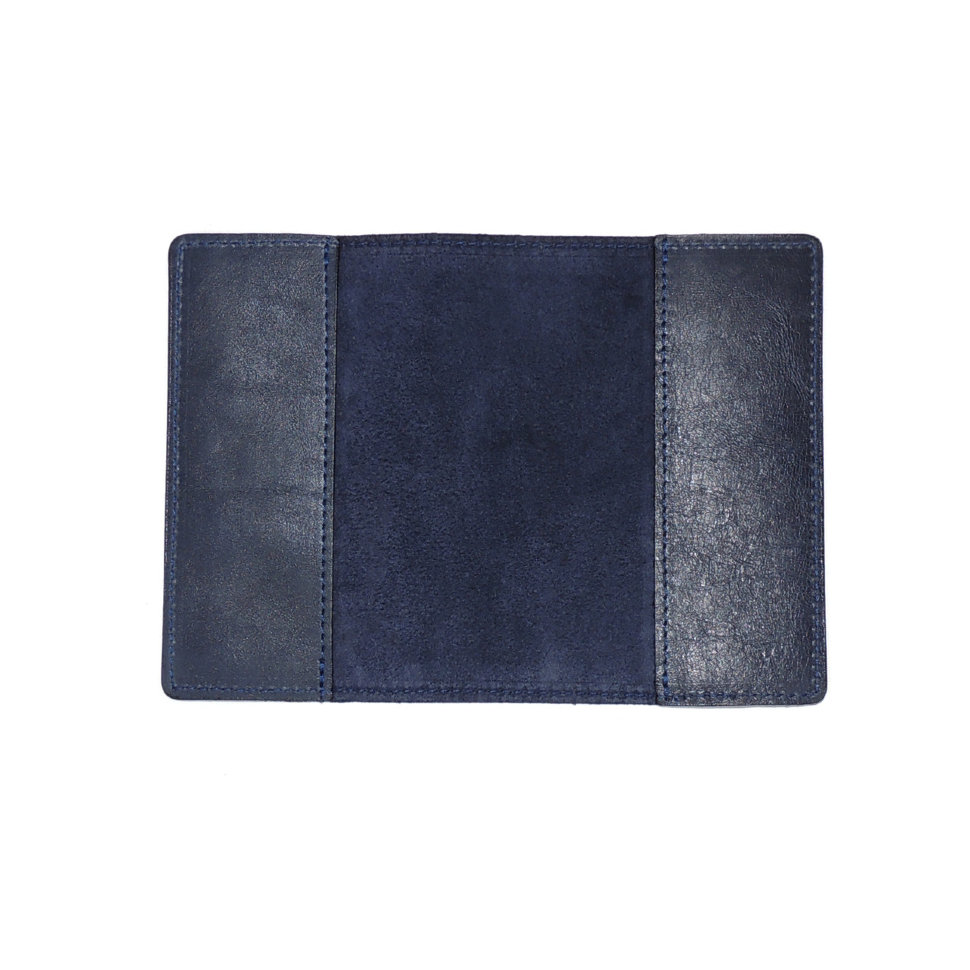 Обложка для паспорта кожаная Синий, Тигр