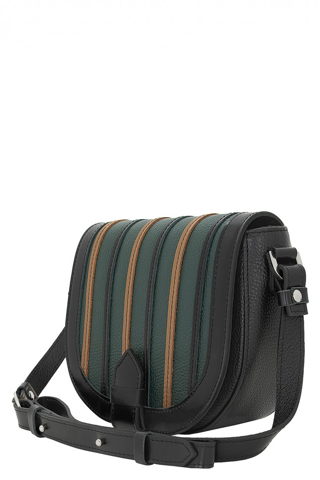 Сумка женская Protege, Ц-486 чёрный/изумруд/кэмел