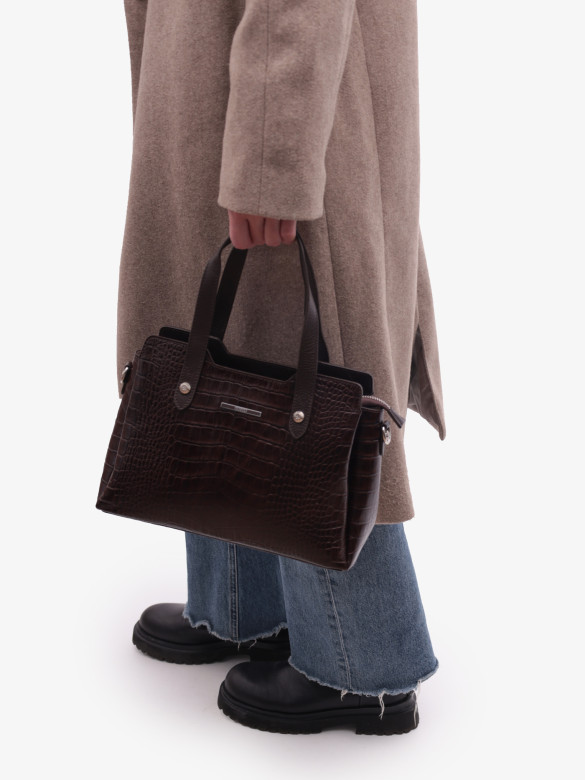 Сумка женская Karya 2390 тёмно-коричневый крокодил Сумка женская Karya 2390 тёмно-коричневый крокодил