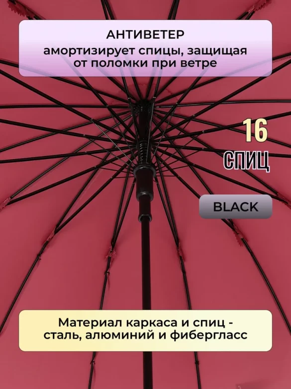 Зонт-трость Три Слона 1100 полуавтомат розовый