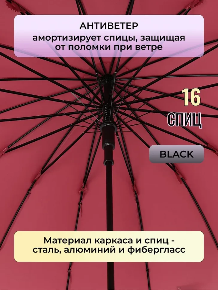 Зонт-трость Три Слона 1100 полуавтомат розовый