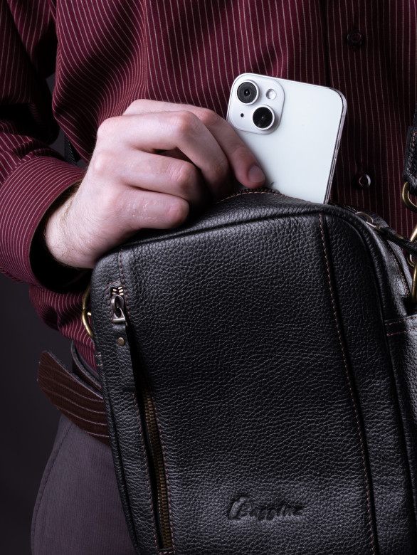 Сумка мужская Baggins 0109 черная фл. Сумка мужская Baggins 0109 черная фл.