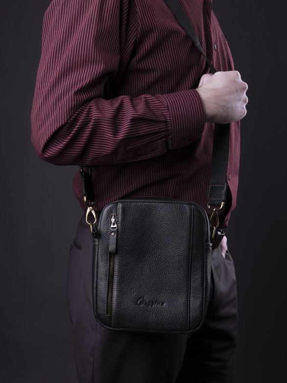 Сумка мужская Baggins 0109 черная фл. Сумка мужская Baggins 0109 черная фл.